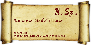 Maruncz Szíriusz névjegykártya